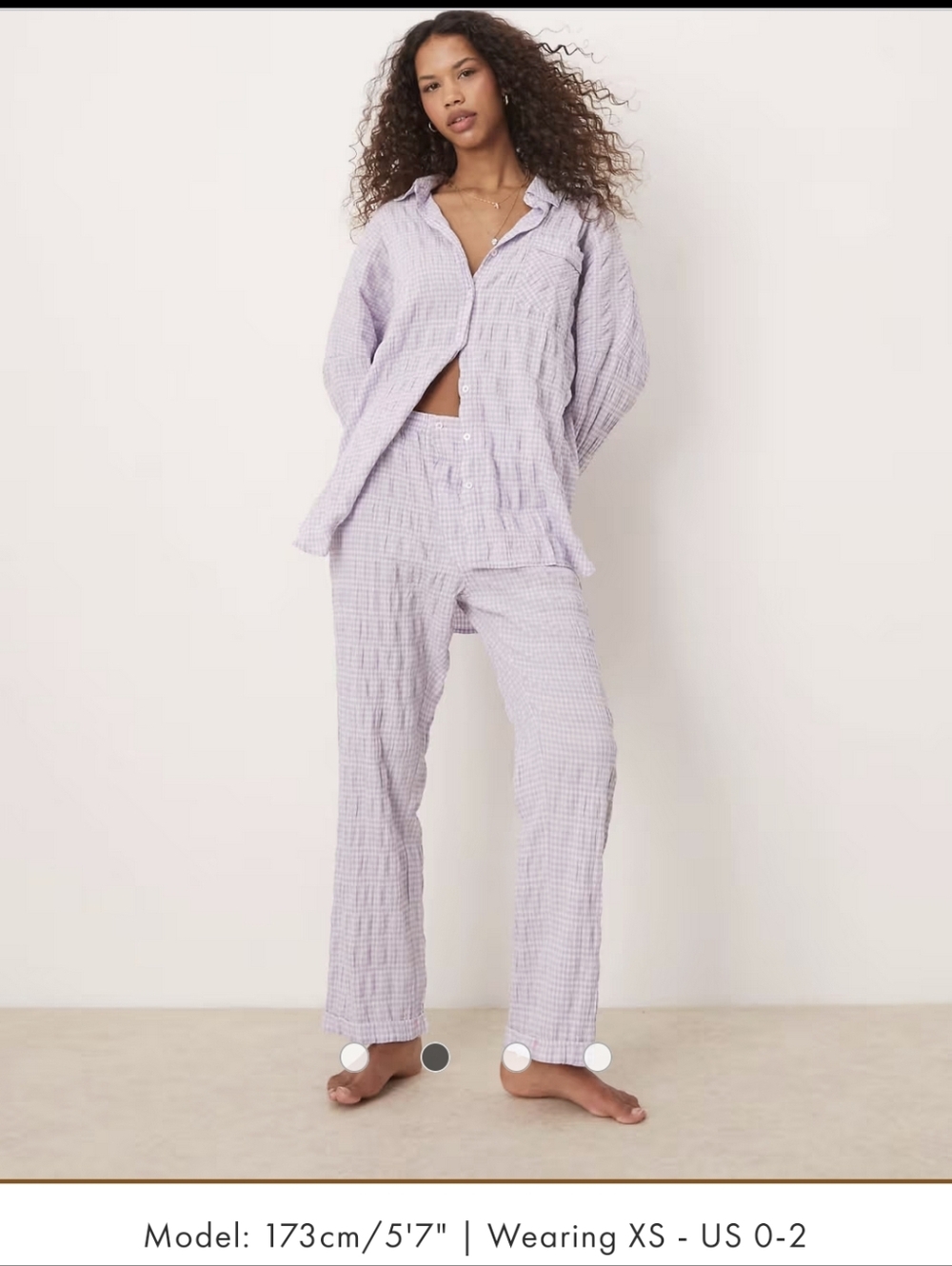 Free People Intimately Cloud Ten Seersucker Pajama Size SMALL - 2PC Set - Lilac - Picture 3 of 4